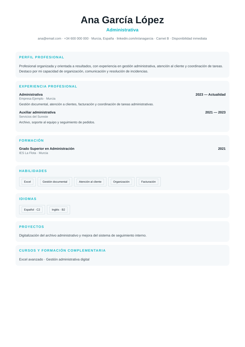 Vista previa del ejemplo de CV Estudiante Moderno
