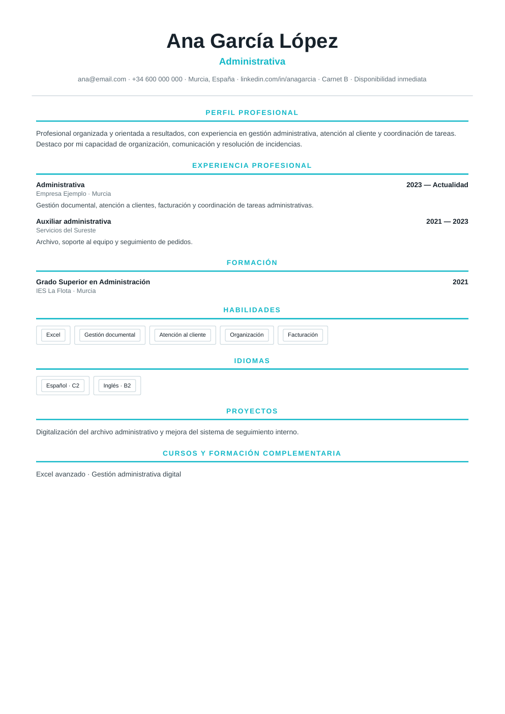 Vista previa de CV Europeo