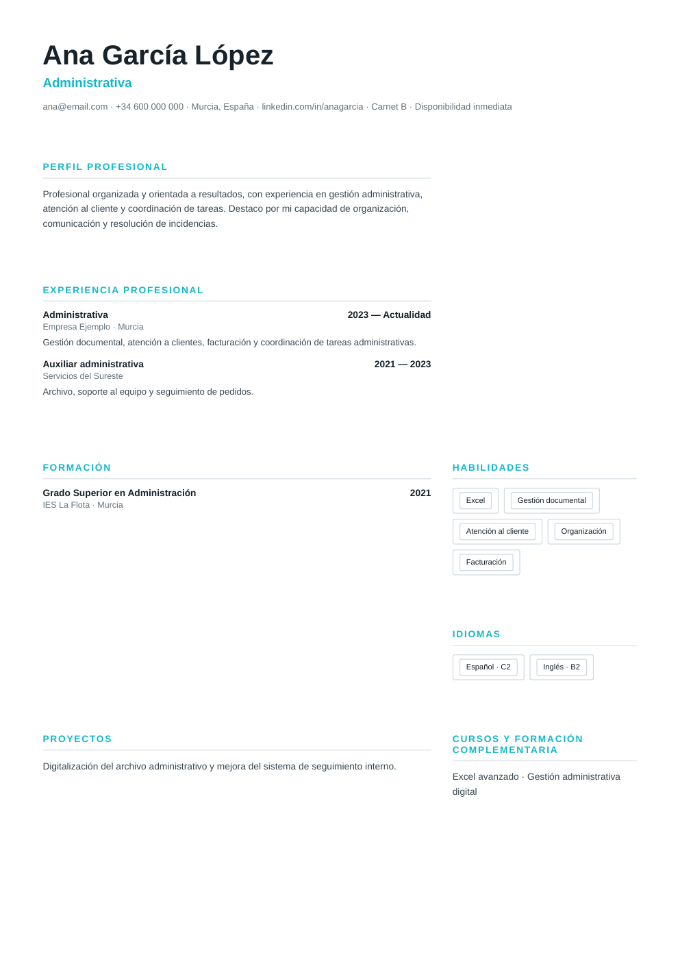 Vista previa de CV Internacional