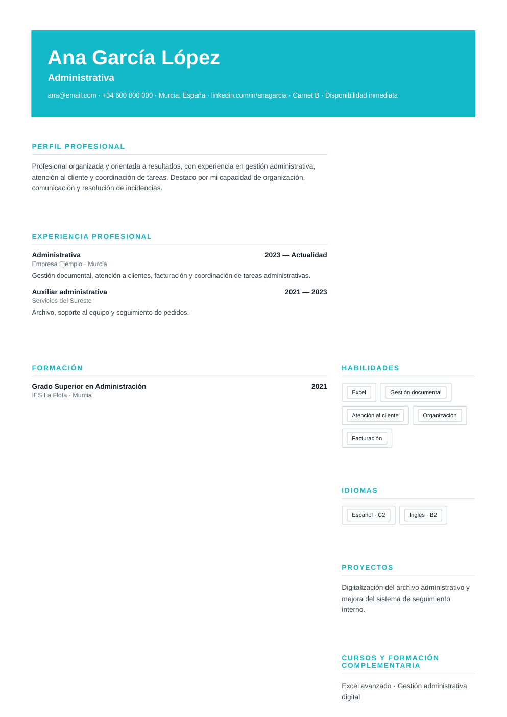 Vista previa de CV + Carta