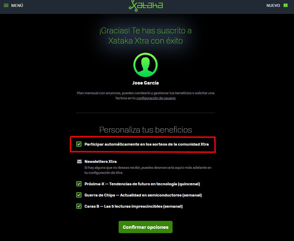 Asegúrate de marcar esa casilla para participar automáticamente en los sorteos exclusivos de Xataka Xtra | Imagen: Xataka
